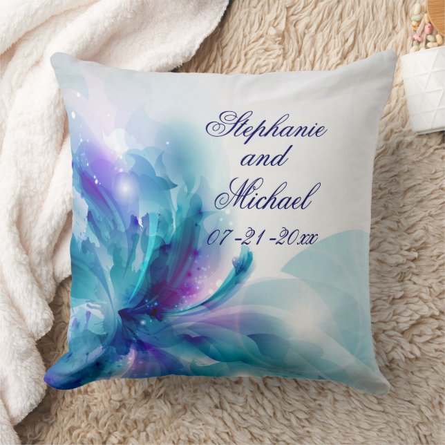 Coussin Mariage Abstrait bleu et violet personnali (Couverture)