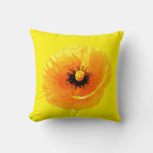 Coussin Mariage Abstrait Floral Fleur de Pavot Jaune Clair
