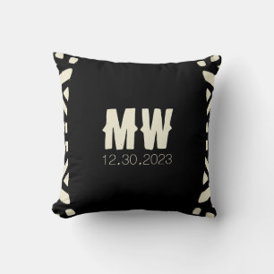 Coussin Mariage africain tribal noir et blanc