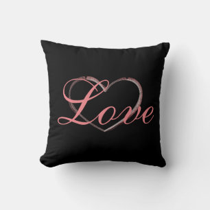 Coussin Mariage Amour Calligraphie Grise Cœur Tendance