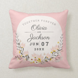 Coussin Mariage Anniversaire cadeau chic floral rose
