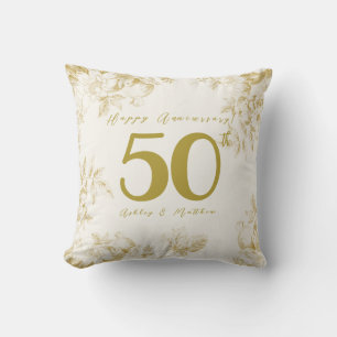 Coussin Mariage Anniversaire or vintage script personnalis