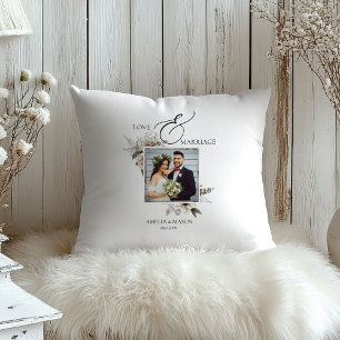 Coussin Mariage aquarelle florale romantique photo