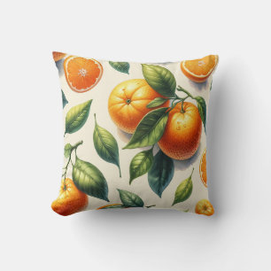 Coussin Mariage aux feuilles d'orange agrumes à l'aquarell