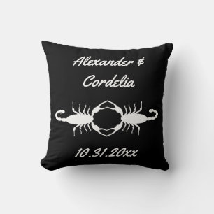 Coussin Mariage Blanc Gothique Scorpions Personnalisés