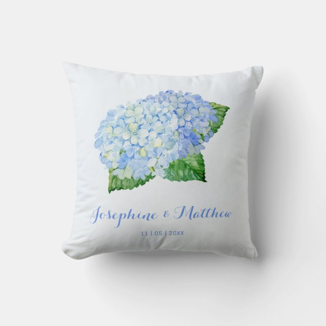 Coussin Mariage Blue Hydrangea (Recto)