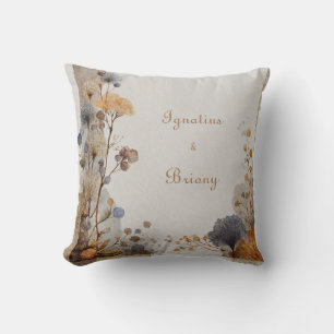 Coussin Mariage botanique d'art populaire vintage