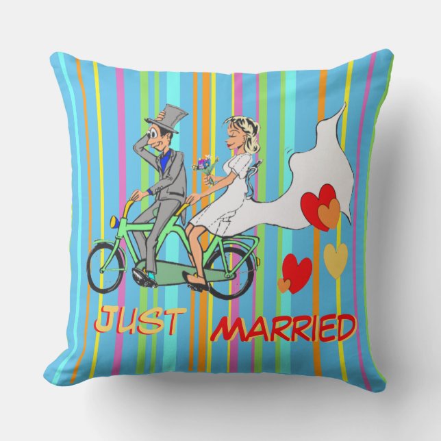 Coussin Mariage Cartoon Stripes Motif Jeu d'oreiller (Recto)