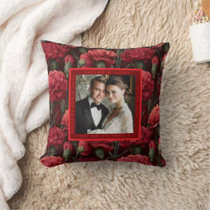 Coussin Mariage champêtre sur le thème de l'œillet rouge r