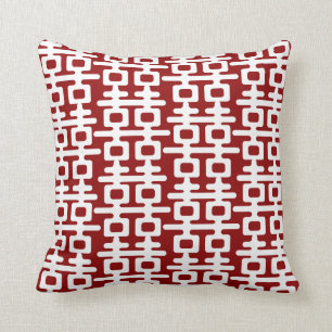 Coussin Mariage chinois rouge de double motif blanc de