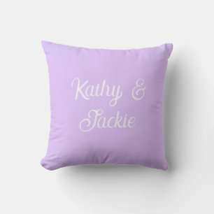 Coussin Mariage couple rétro pastel violet nom stylé na