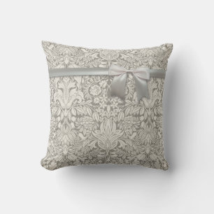 Coussin Mariage Damassé Vintage Blanc Mariage Vieux Dentel