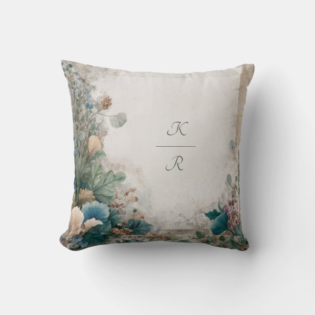 Coussin Mariage d'art populaire rustique (Recto)