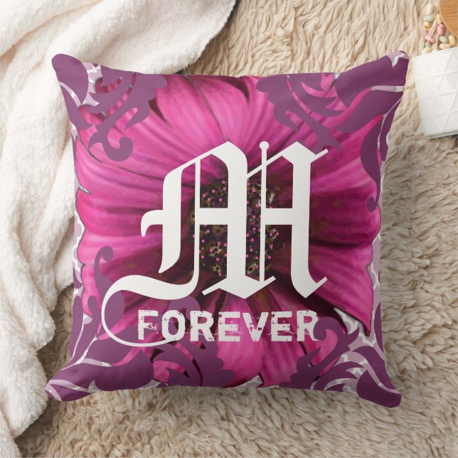 Coussin Mariage Date Monogramme Gerber Daisy Personnalisé  (Couverture)