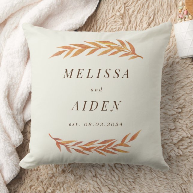 Coussin Mariage d'automne avec nom et date (Couverture)