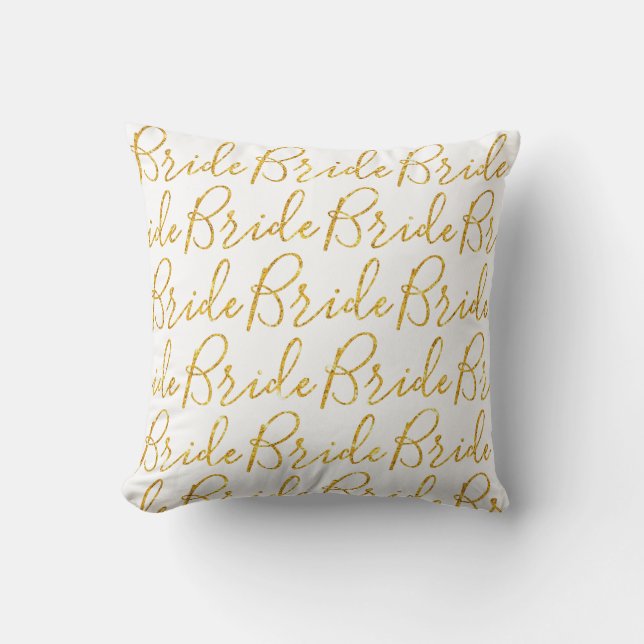 Coussin Mariage de la mariée d'or parties scintillant (Recto)