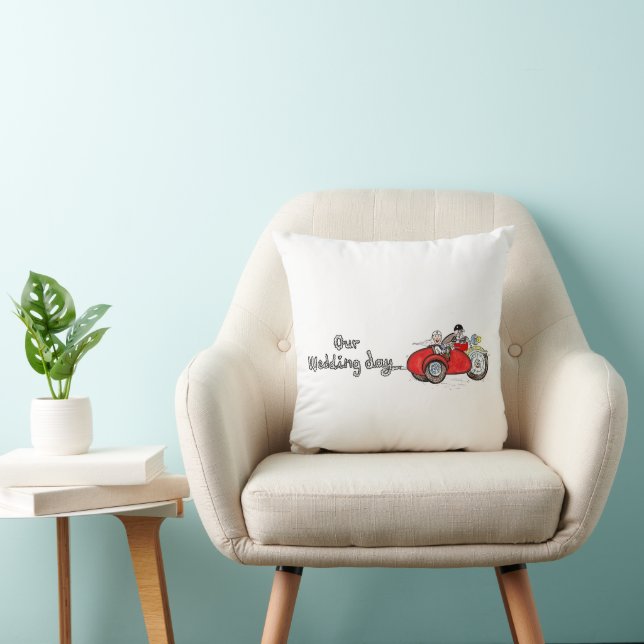 Coussin Mariage de moto et side-car de mariés (Chaise)