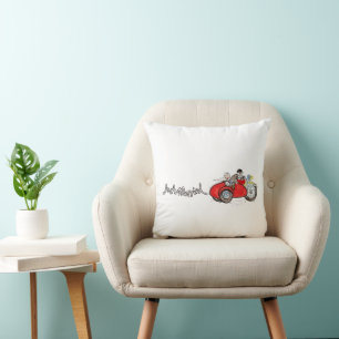 Coussin Mariage de moto et side-car de mariés