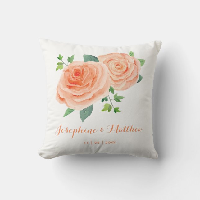 Coussin Mariage de Rose Peach (Recto)