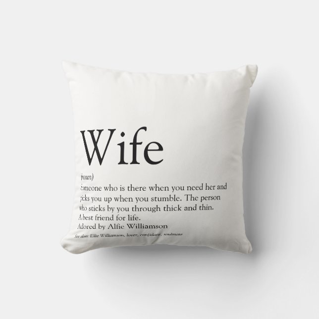 Coussin Mariage Définition Femme Noir et Blanc Moderne (Recto)