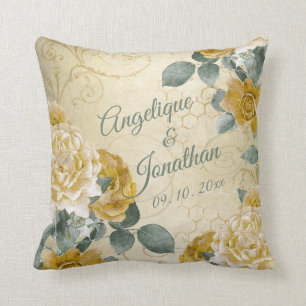 Coussin Mariage des noms de monogrammes floraux des Roses