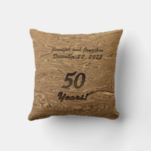 Coussin Mariage d'or 50e anniversaire, nom, Carré