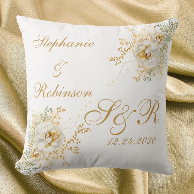 Coussin Mariage du logo de la Florale d'or (Créateur téléchargé)