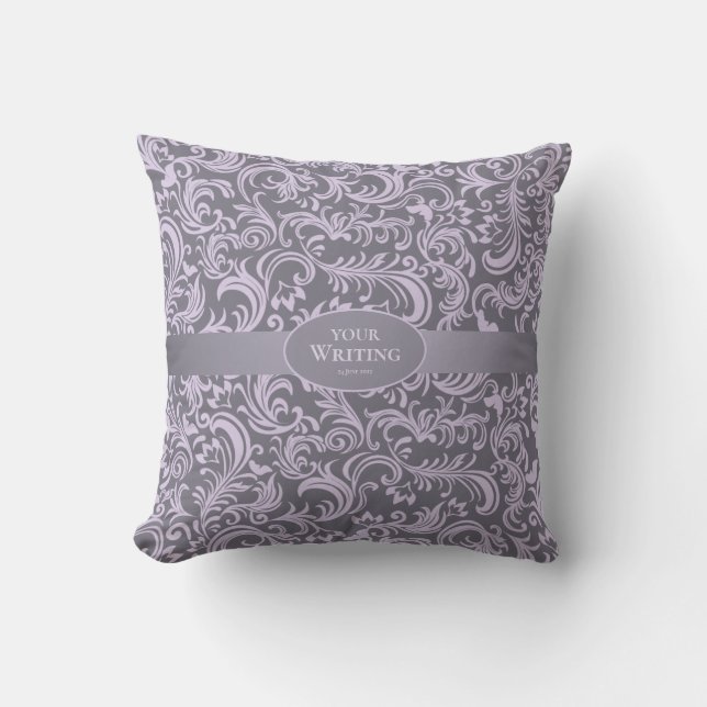 Coussin Mariage élégant lavande et gris (Recto)