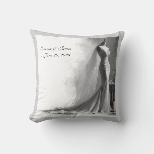 Coussin Mariage élégant noir et blanc  (Recto)