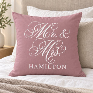 Coussin Mariage élégant Rose Poussiéreuse Monsieur et Mada