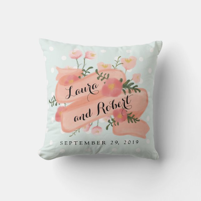 Coussin Mariage fait sur commande de bannière vintage (Recto)