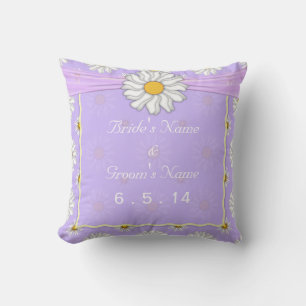 Coussin Mariage Fleuriste de Pâquerette Jaune Lavande et B