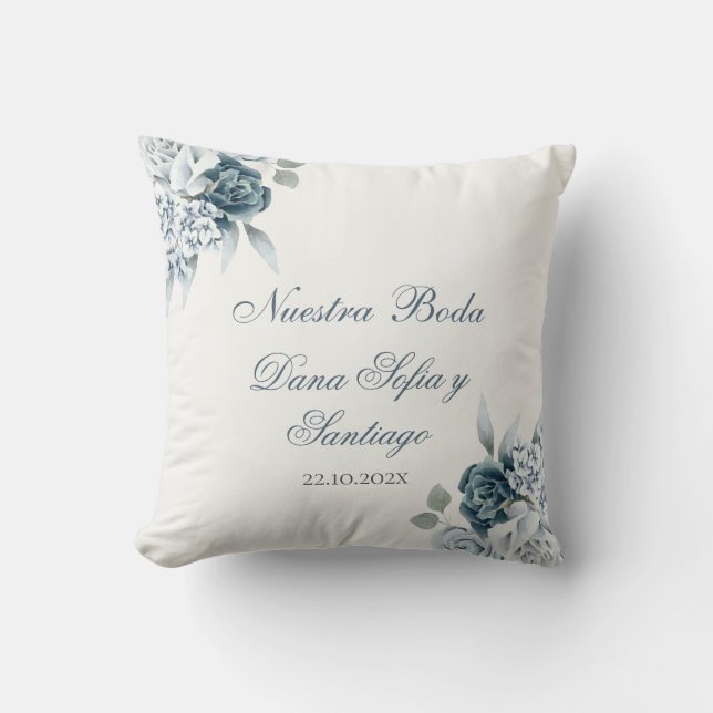 Coussin Mariage Floral Bleu espagnol (Recto)