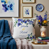 Mariage floral en aquarelle bleu et jaune