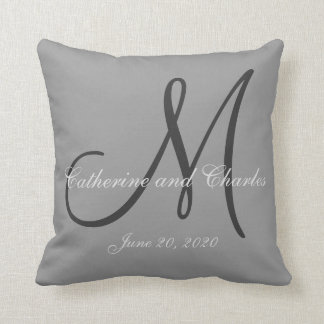 Coussin Mariage gris de monogramme