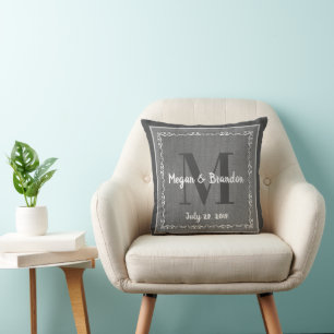 Coussin Mariage Keepsaké gris et blanc