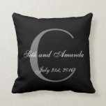 Coussin Mariage Keepsaké Monogramme personnalisé<br><div class="desc">Ce coussin fait un joli cadeau mariage pour la mariée et le marié. Entièrement personnalisable, modifiez l'initiale, les noms et la date mariage. La couleur et les couleurs de police arrière - plans peuvent être modifiées à votre goût. Remarquez que l'envers du coussin est laissé en blanc pour un appel...</div>