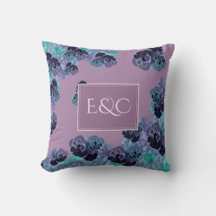 Coussin Mariage/Lavande et Turquoise Cottagecore Floral