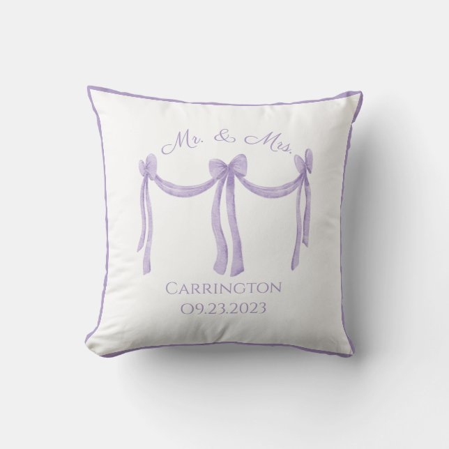 Coussin Mariage M. & Mme Keepsaké Nom Purple Elegant (Recto)