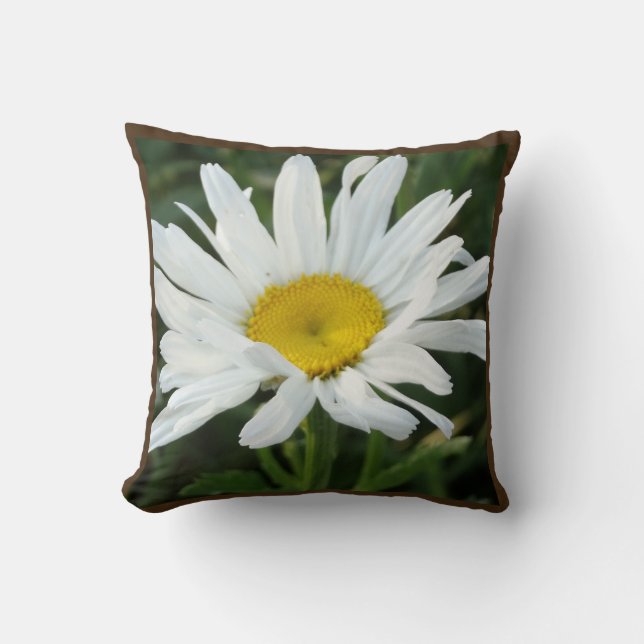 Coussin Mariage marguerrier blanc personnalisé avec nom (Recto)