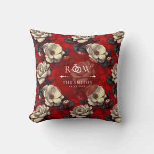 Coussin Mariage minimaliste esthétique aux Gardenias rouge