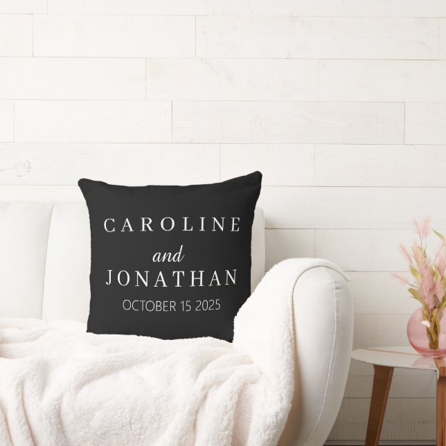 Coussin Mariage Moderne Élégant Nom Personnalisé (Canapé)