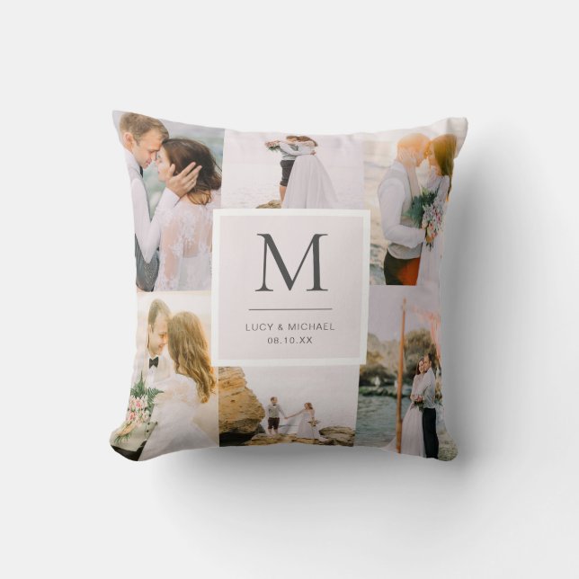 Coussin Mariage monogramme photo (Recto)