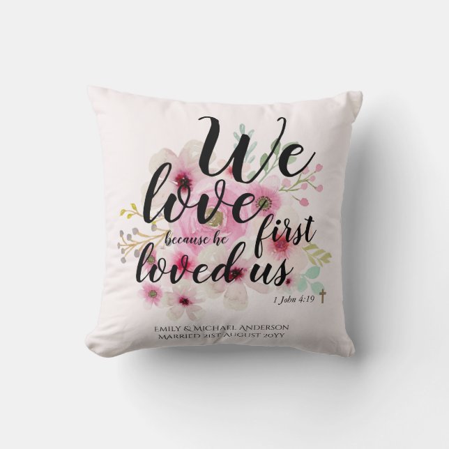 Coussin MARIAGE - Nous Aimons Parce Qu'Il Nous Aimait Pour (Recto)