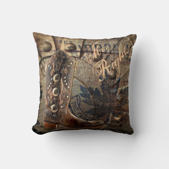 Coussin mariage occidental de cowboy de roues grunges (Recto)