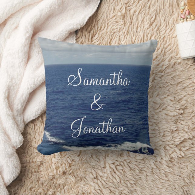 Coussin Mariage Ocean Waves Nom Jeu d'oreiller (Couverture)