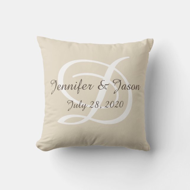 coussin Mariage ou anniversaire monogrammaire (Recto)