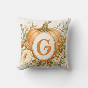 Coussin Mariage personnalisé avec monogramme de citrouille