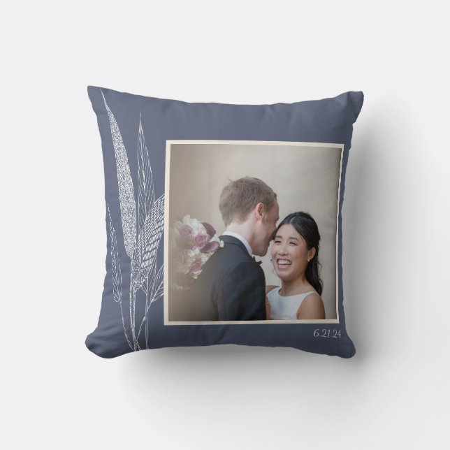Coussin Mariage personnalisé avec photo de couple et thème (Recto)