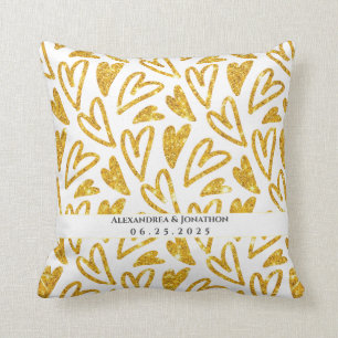 Coussin Mariage personnalisé Gold Parties scintillant Hear